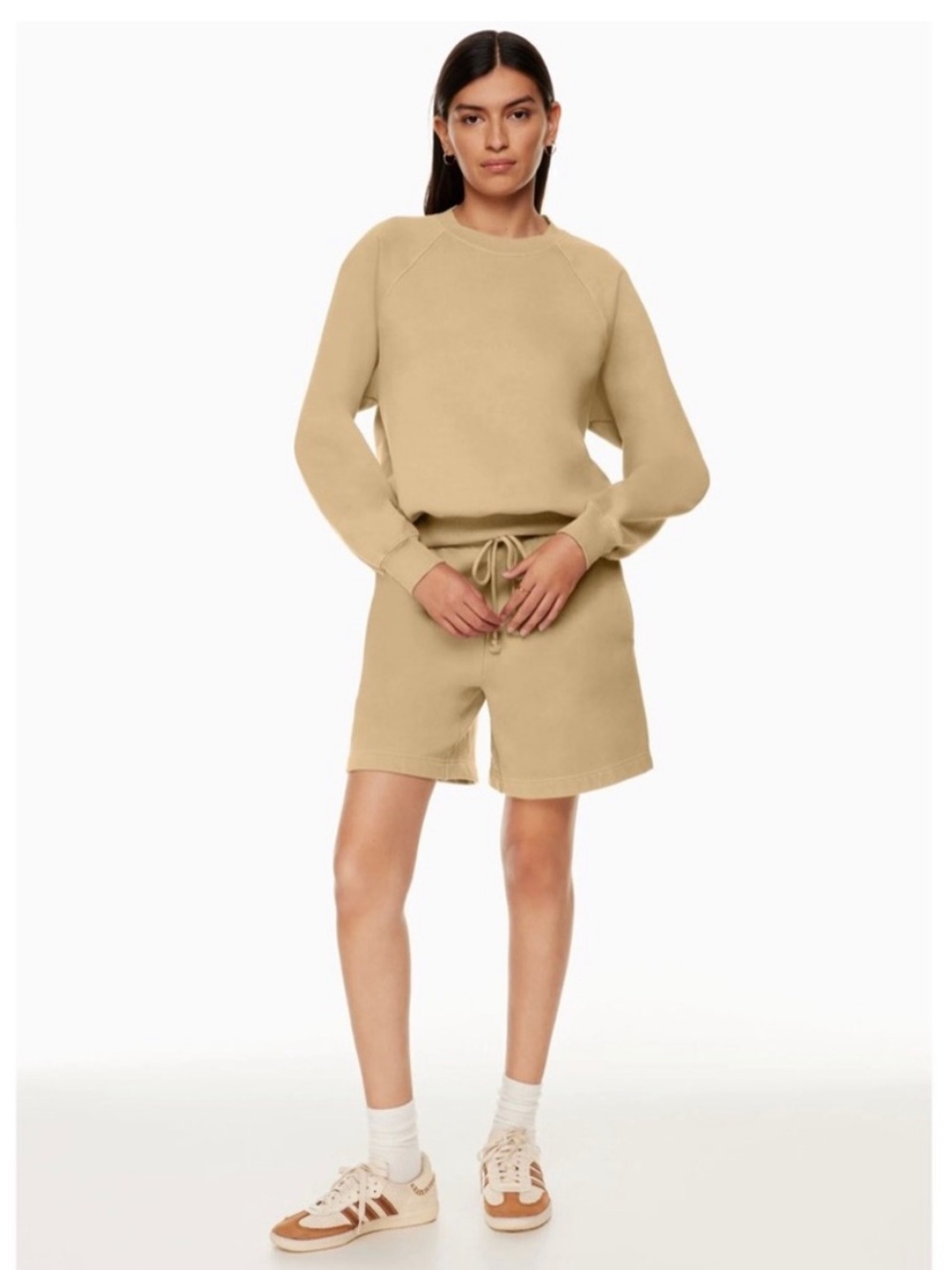 NWT Aritzia Wilfred Free Fleece Sweatshort 7” Dry Basil Green Shorts Lounge Cozy